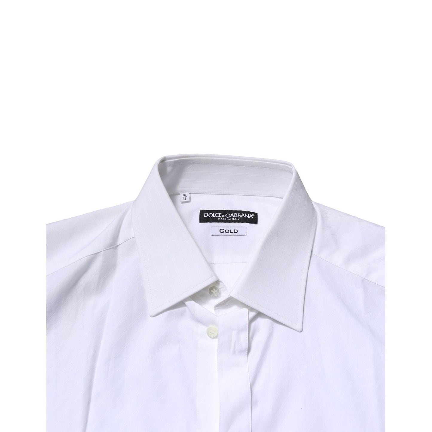 Dolce & Gabbana White Cotton GOLD Long Sleeves Formal Shirt TSH906853-40