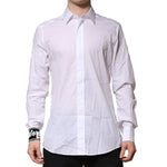 Dolce & Gabbana White Cotton GOLD Long Sleeves Formal Shirt TSH906855-41