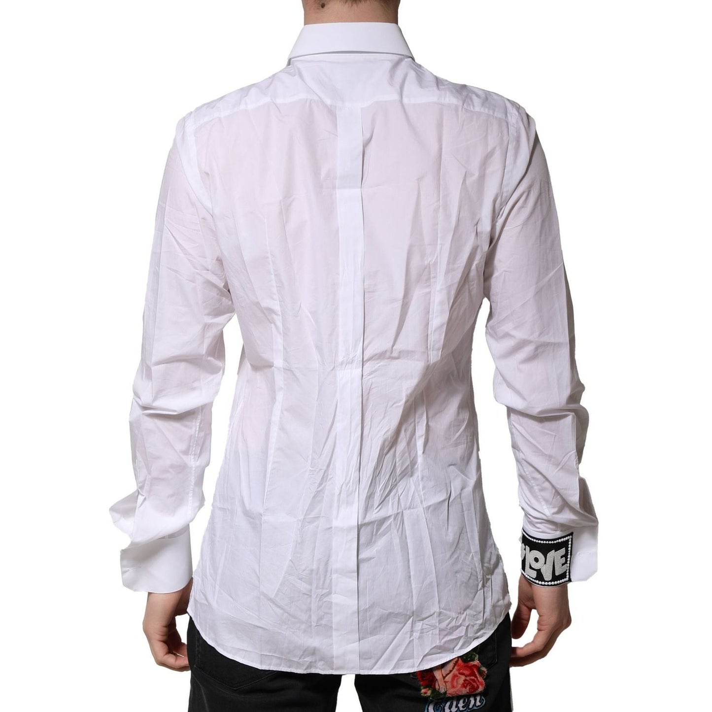 Dolce & Gabbana White Cotton GOLD Long Sleeves Formal Shirt TSH906855-41