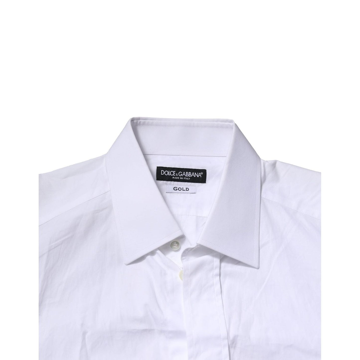 Dolce & Gabbana White Cotton GOLD Long Sleeves Formal Shirt TSH906855-41
