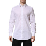 Dolce & Gabbana White Cotton GOLD Long Sleeves Formal Shirt TSH906857-42
