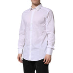 Dolce & Gabbana White Cotton GOLD Long Sleeves Formal Shirt TSH906857-42