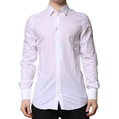 Dolce & Gabbana White Cotton GOLD Long Sleeves Formal Shirt