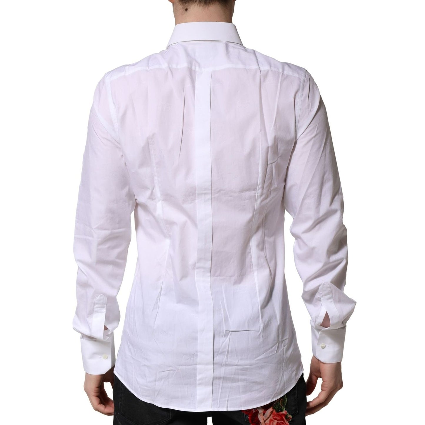 Dolce & Gabbana White Cotton GOLD Long Sleeves Formal Shirt TSH906860-37