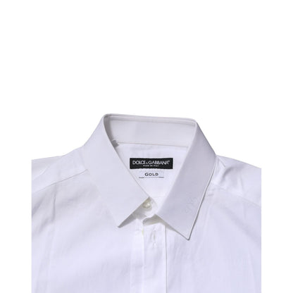 Dolce & Gabbana White Cotton GOLD Long Sleeves Formal Shirt