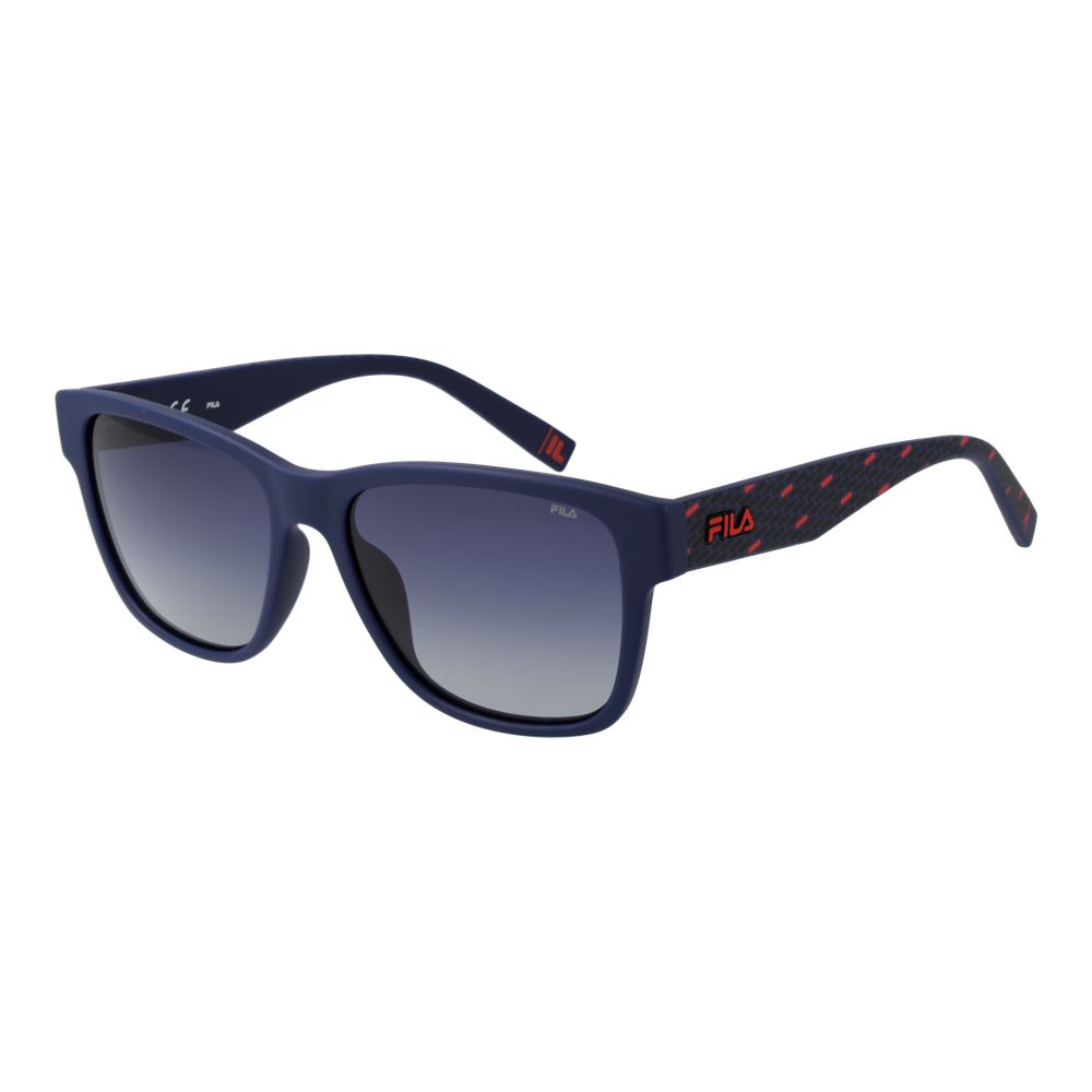 Fila Blue Men Sunglass with blue full-rim plastic frame and square polarized gradient lenses, 100% UVA & UVB protection.
