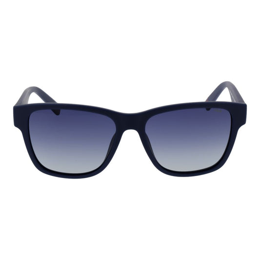 Fila Blue Men Sunglass with blue polarized gradient lenses, full-rim plastic frame, square style, 100% UVA & UVB protection.