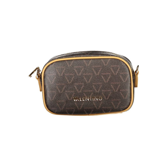 Mario Valentino Brown Polyethylene Handbag with adjustable strap, zip closure, and logo detail