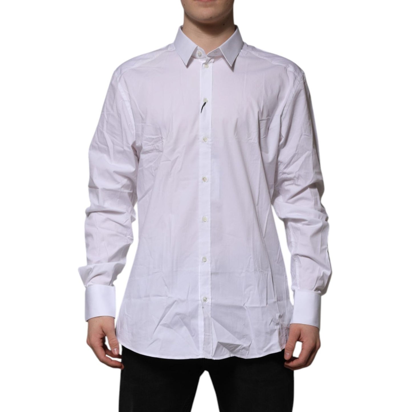 Dolce & Gabbana White GOLD Long Sleeve Dress Formal Shirt TSH906878-40