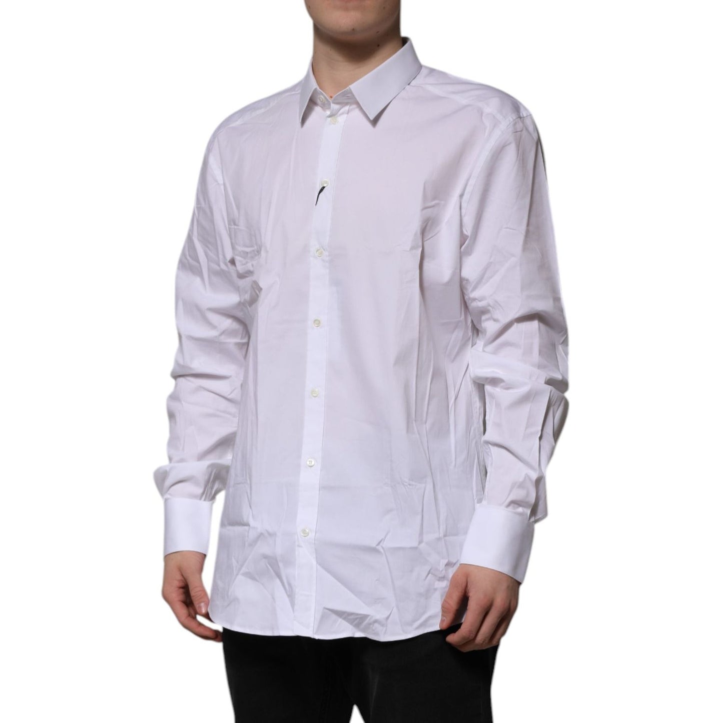 Dolce & Gabbana White GOLD Long Sleeve Dress Formal Shirt TSH906878-40