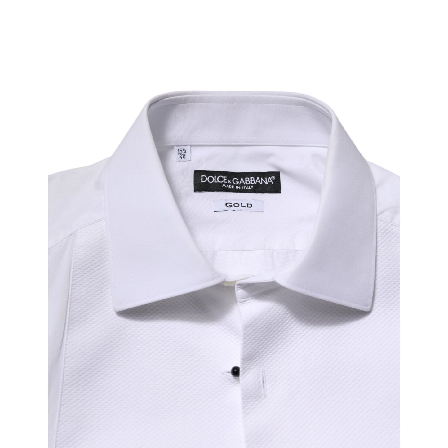Dolce & Gabbana White GOLD Long Sleeve Dress Men Formal Shirt