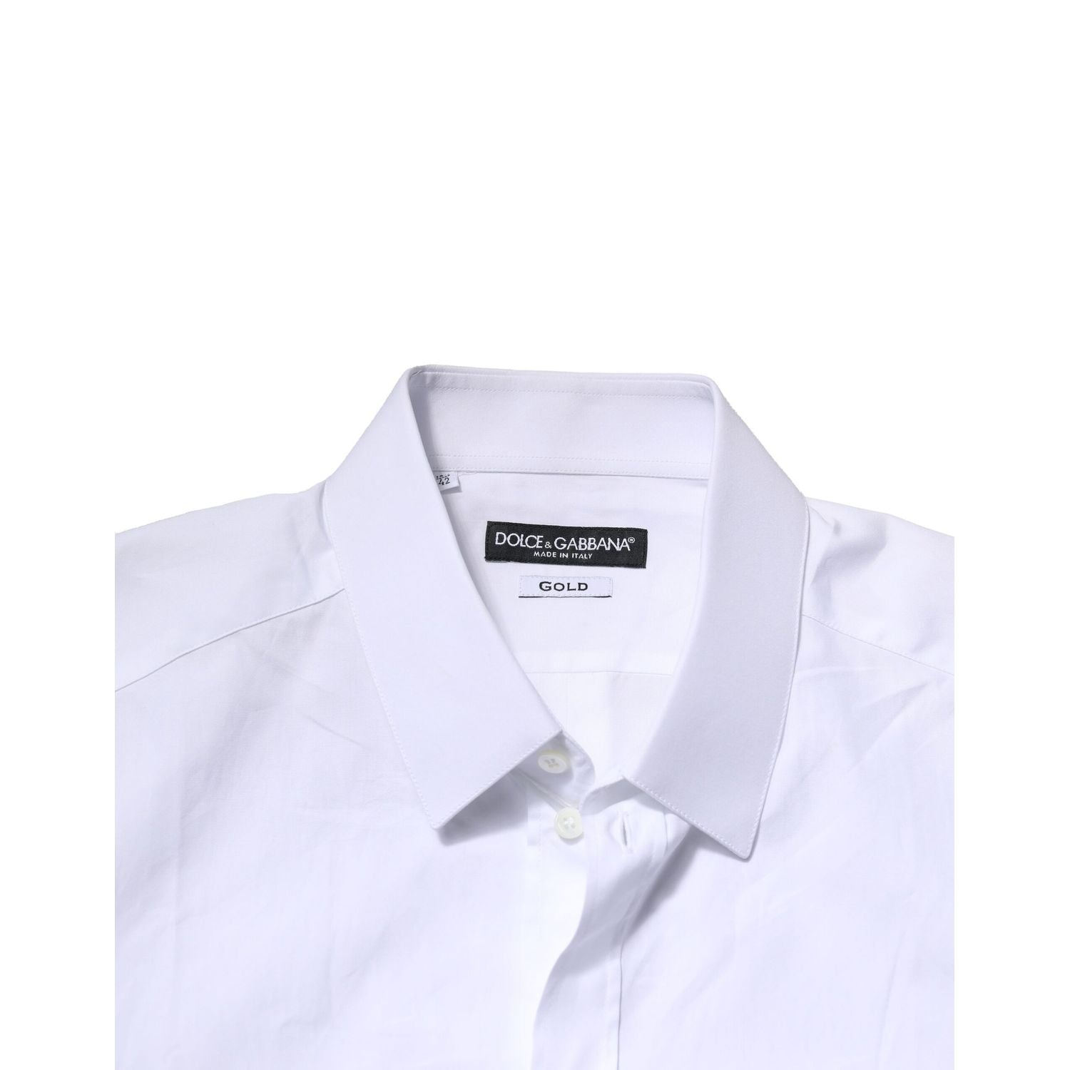 Dolce & Gabbana White Cotton Long Sleeves GOLD Formal Shirt