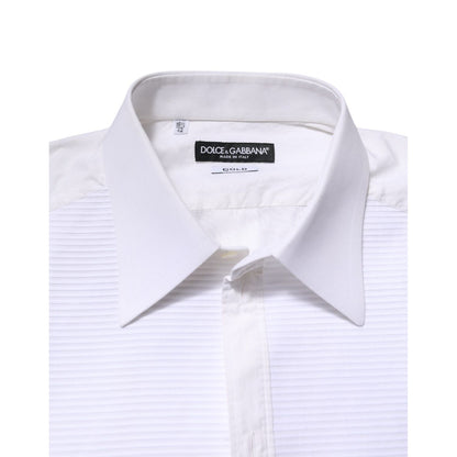 Dolce & Gabbana White GOLD Cotton Long Sleeves Formal Shirt