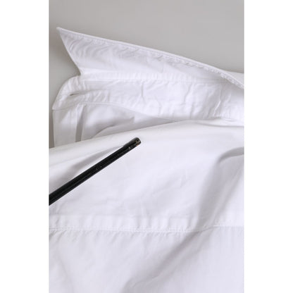 Dolce & Gabbana White GOLD Cotton Men Dress Formal Shirt