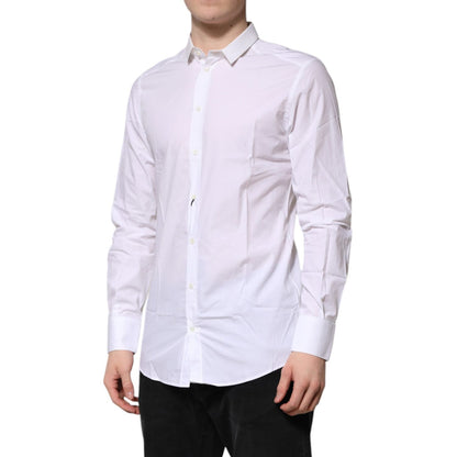 Dolce & Gabbana White GOLD Cotton Long Sleeves Men Formal Shirt