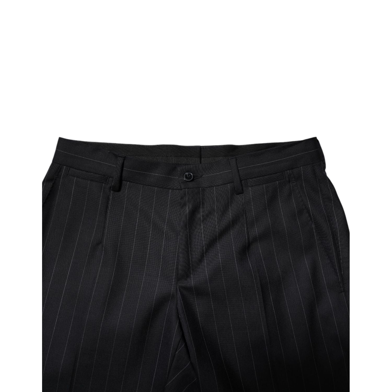 Dolce & Gabbana Black Wool Striped Formal Pants