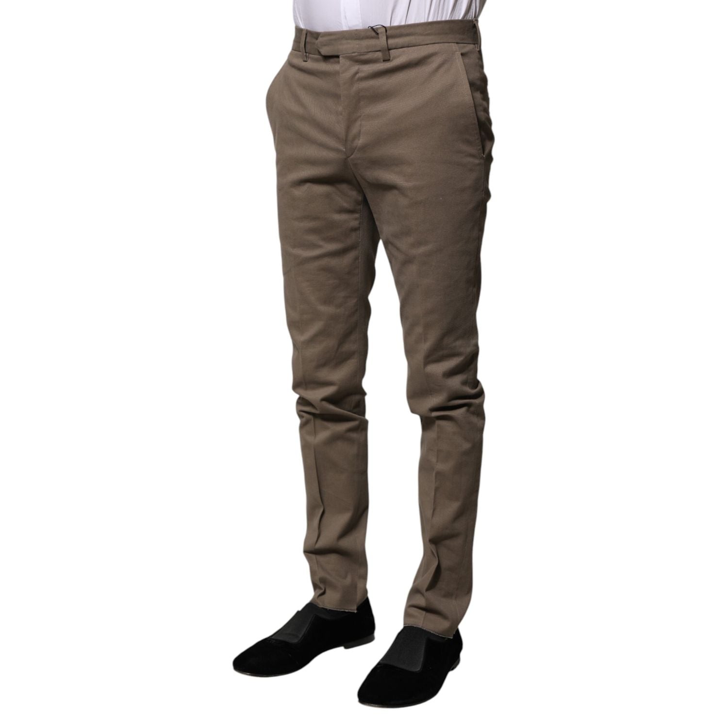 BENCIVENGA Brown Cotton Tapered Formal Dress Pants
