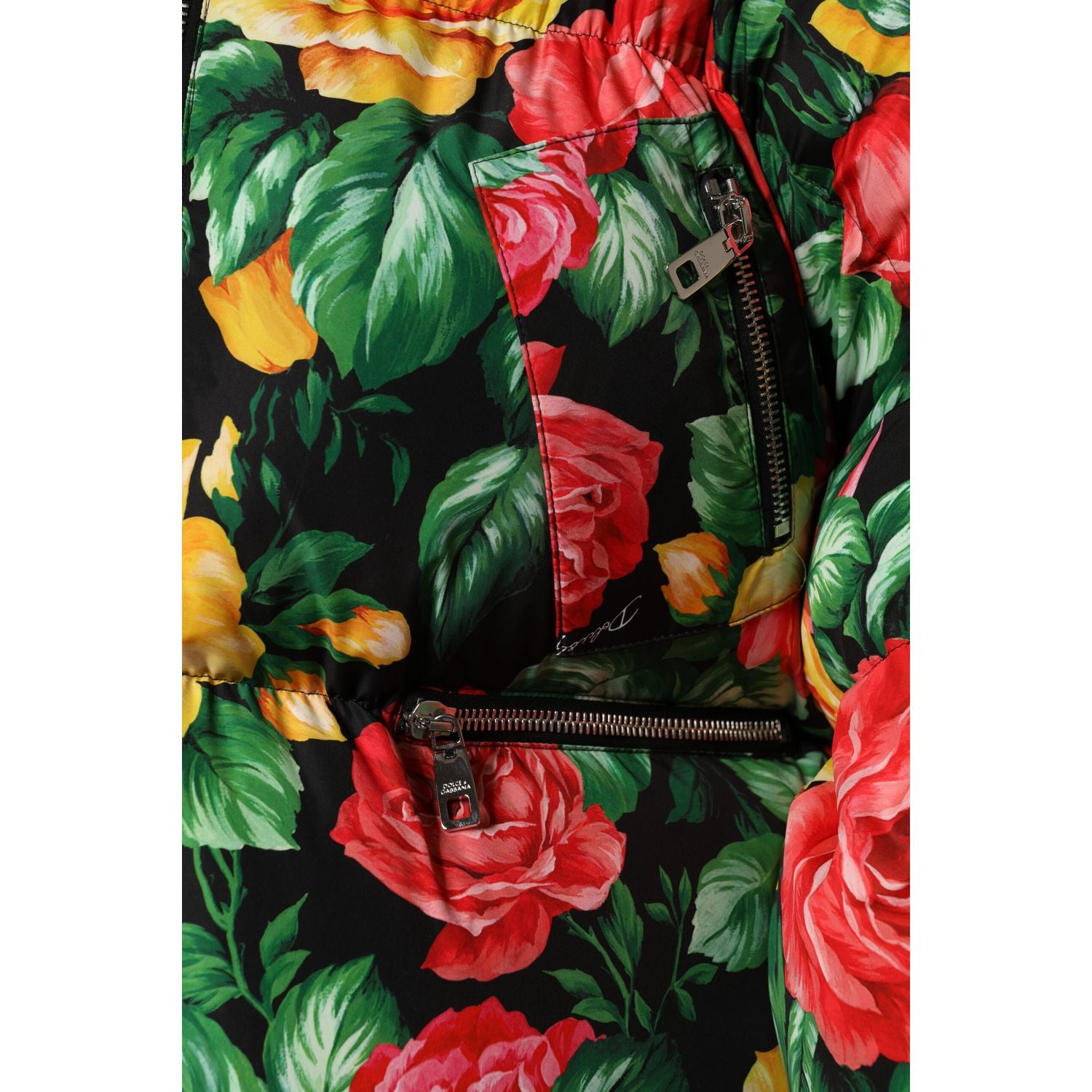 Dolce & Gabbana Multicolor Floral Puffer Hooded Jacket