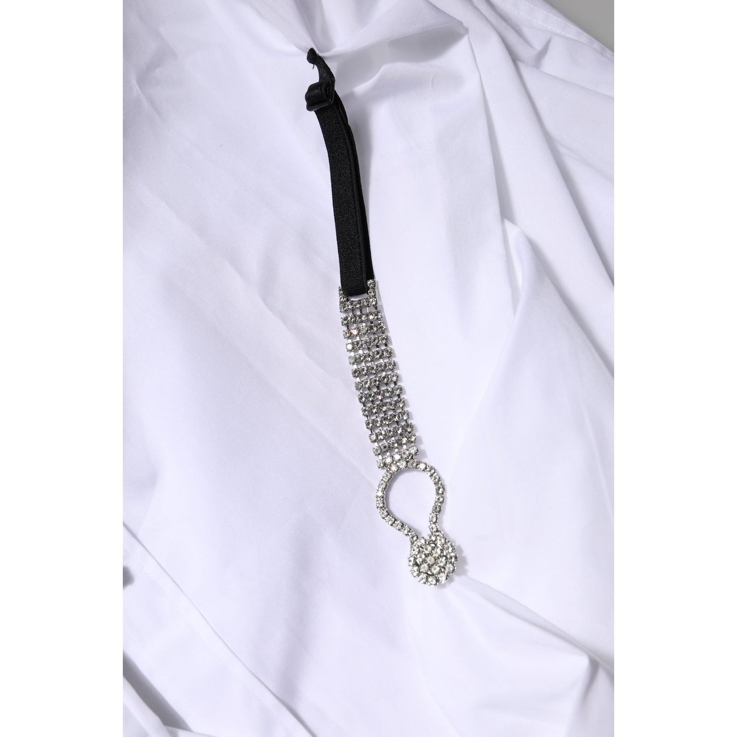 Dolce & Gabbana White Rhinestone Embellish Long Sleeves Top