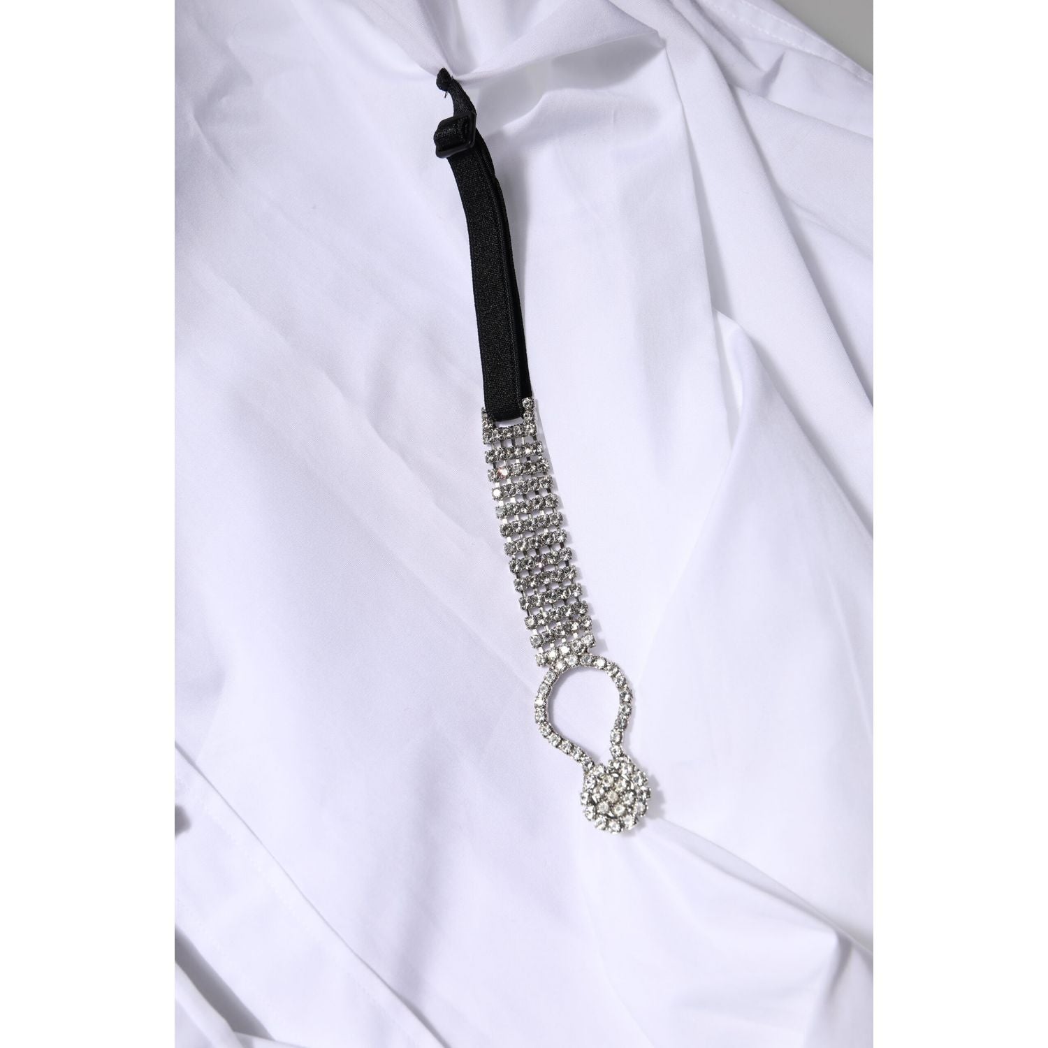 Dolce & Gabbana White Rhinestone Embellish Long Sleeves Top