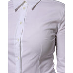 Dolce & Gabbana White Cotton Collared Long Sleeves Blouse Top
