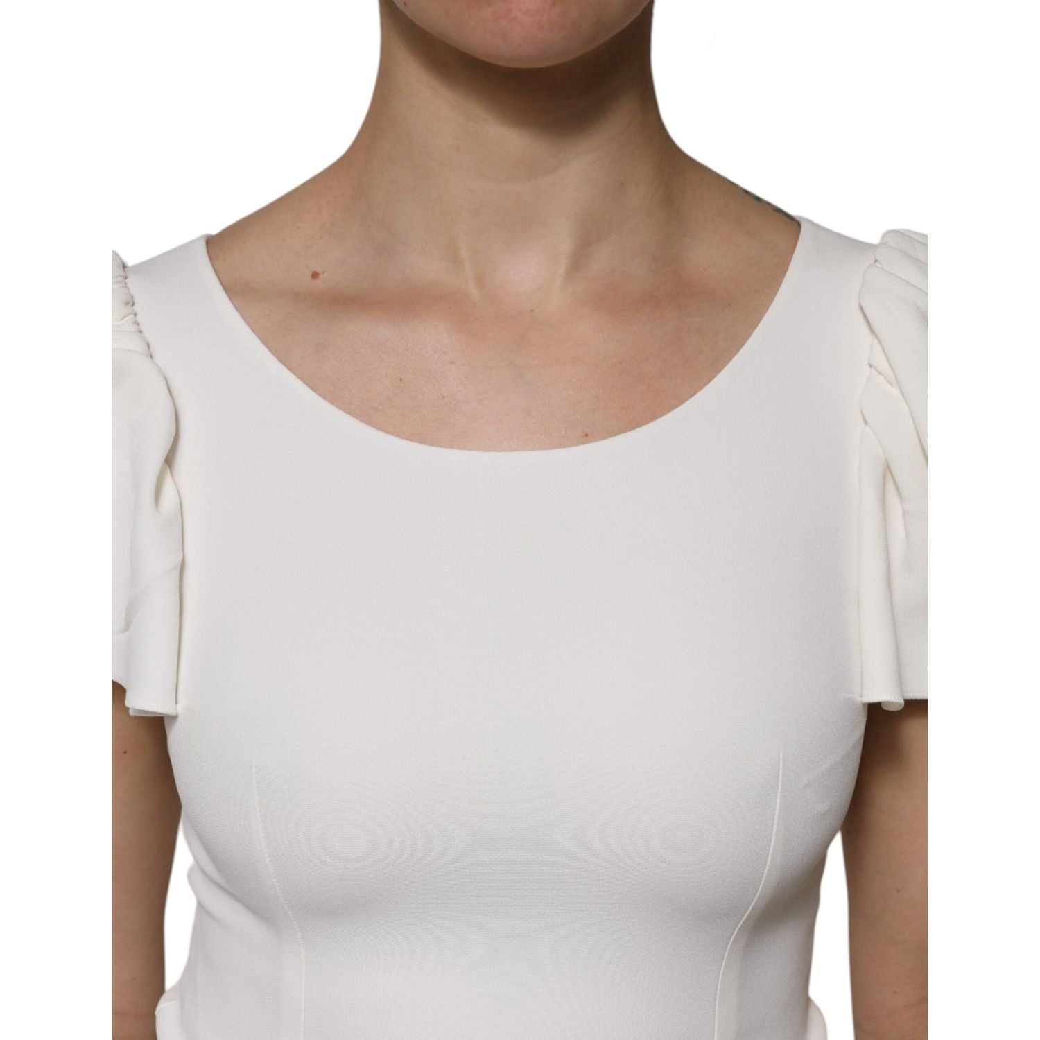 Dolce & Gabbana White Viscose Round Neck Short Sleeves Top
