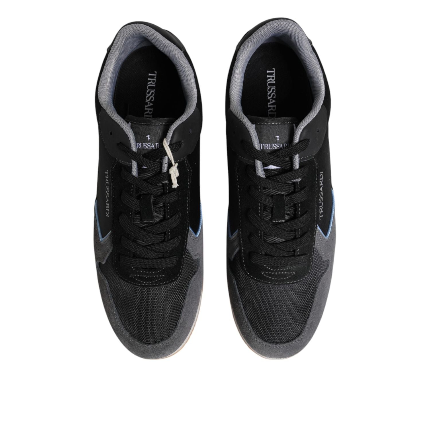 Trussardi Black Gray Lace Up Low Top Casual Sneakers Shoes