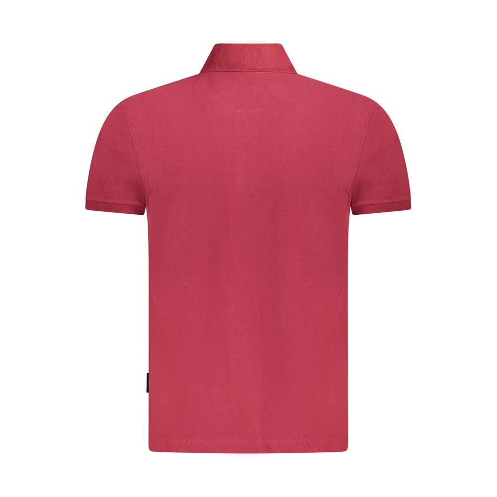 Napapijri Red Cotton Men Polo Shirt with contrasting details and two-button placket, back view.