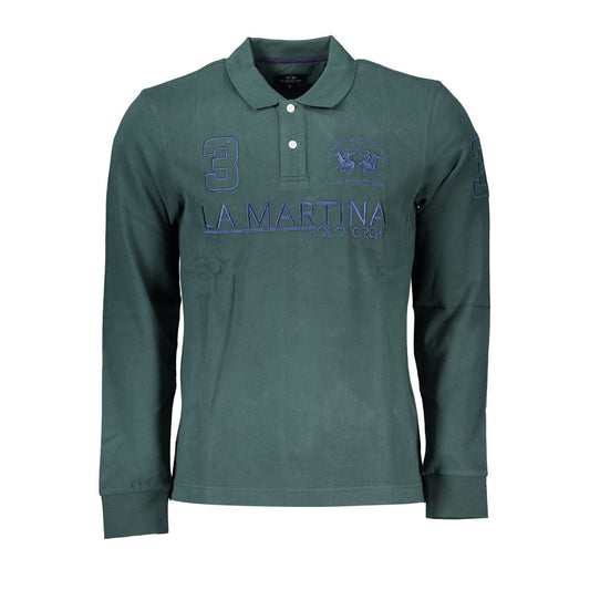 La Martina Classic Green Polo Shirt with Embroidery Detail LA-27009-XL