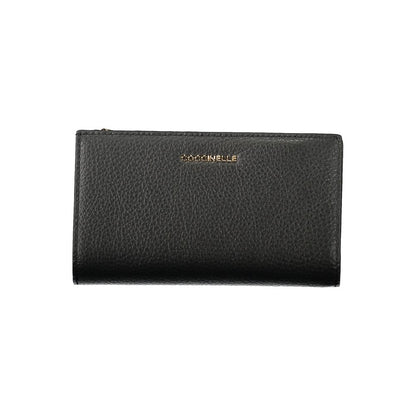 Coccinelle Black Leather Women Wallet with sleek design and metallic logo.
