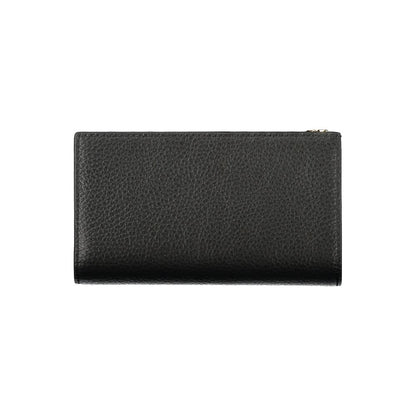 Coccinelle Black Leather Women Wallet featuring sleek design and dual compartments. Perfect for style and functionality.