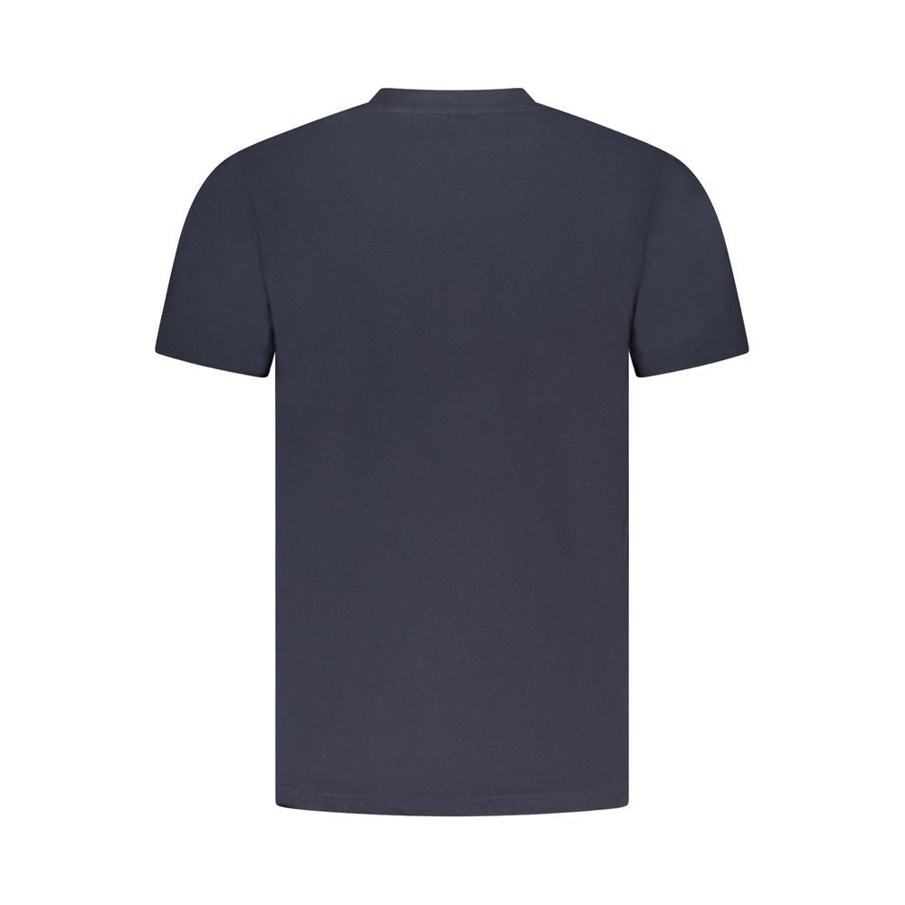 Cavalli Class Blue Cotton Men T-Shirt back view showcasing short sleeves and crew neck design for a versatile casual look.