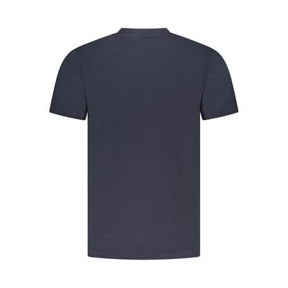 Cavalli Class Blue Cotton Men T-Shirt back view showcasing short sleeves and crew neck design for a versatile casual look.
