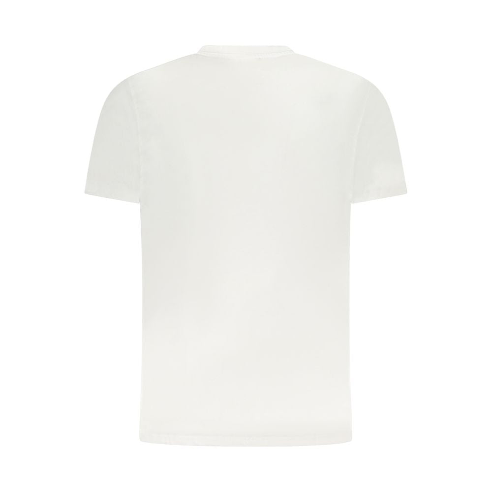 Back view of Cavalli Class White Cotton Men T-Shirt featuring crisp design and crew neck cut.