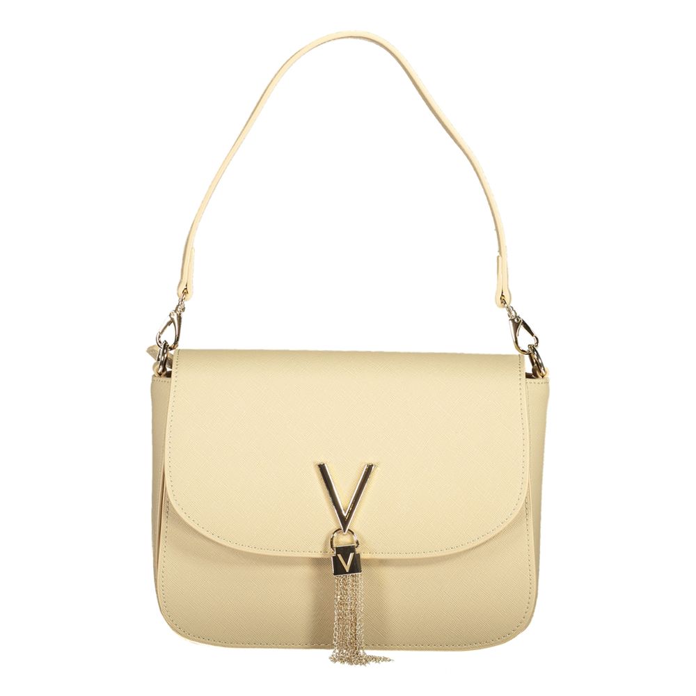 Mario Valentino Beige Polyethylene Women Handbag with detachable chain strap and external pocket for modern fashionistas.