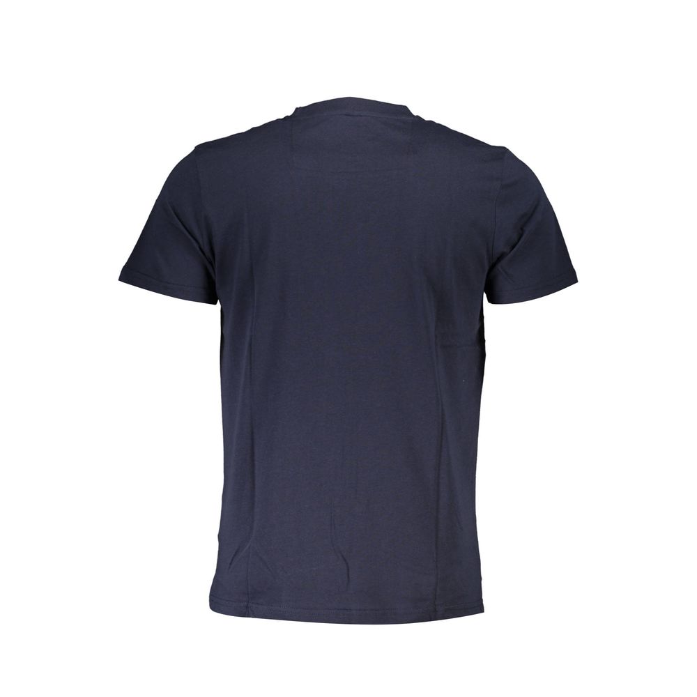 Back view of Cavalli Class Blue Cotton Men T-Shirt featuring a crew neck and short sleeves in luxurious cotton.