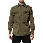 Dolce & Gabbana Army Green Button Down Long Sleeves Shirt