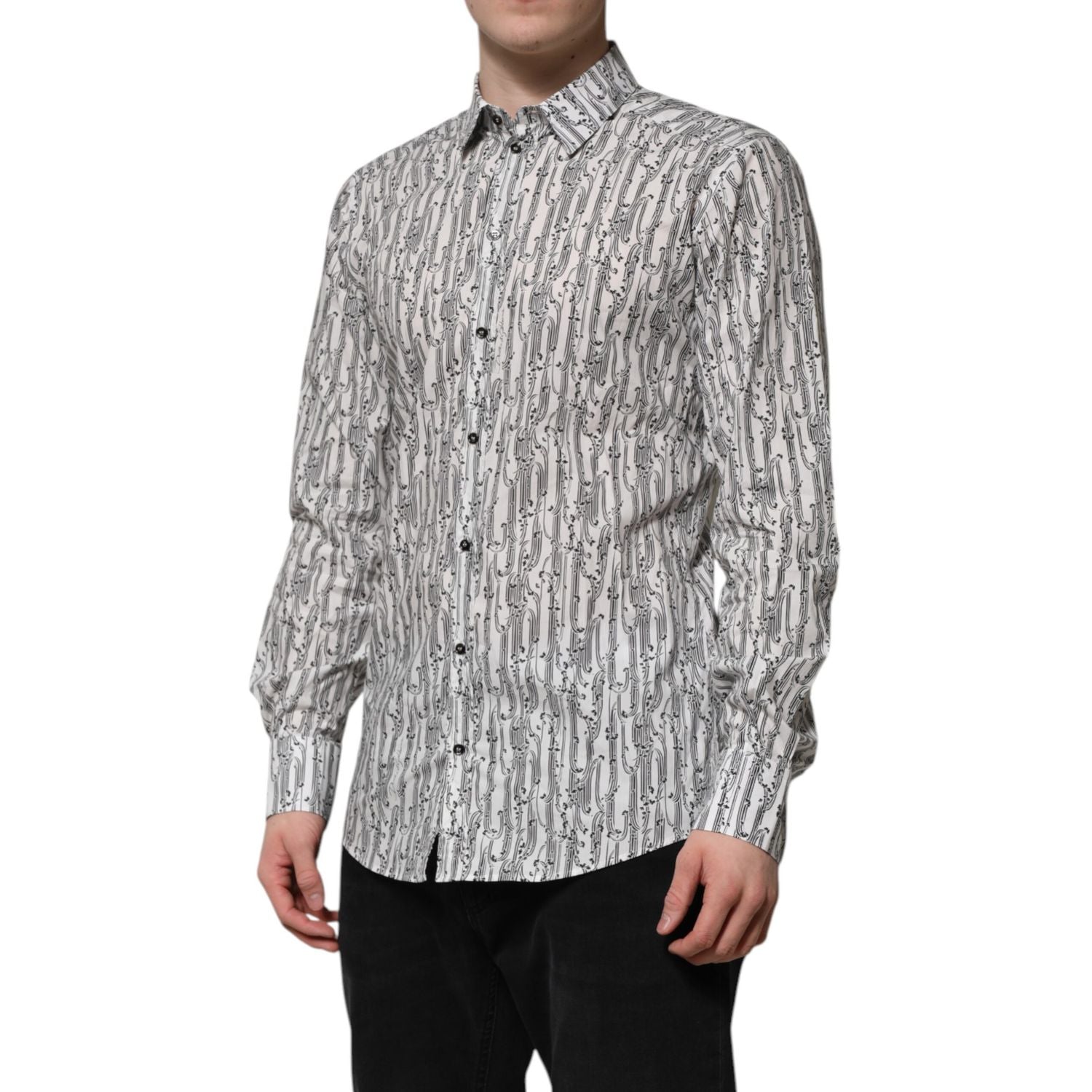 Dolce & Gabbana White Floral Print Casual Long Sleeves Shirt