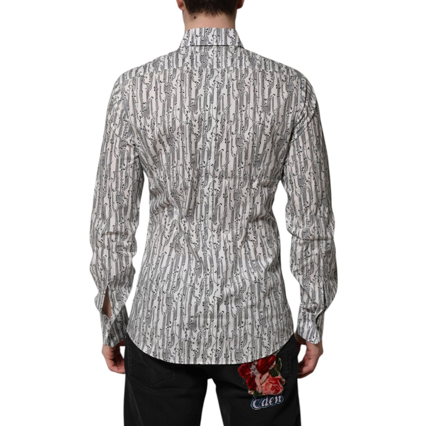 Dolce & Gabbana White Floral Print Casual Long Sleeves Shirt