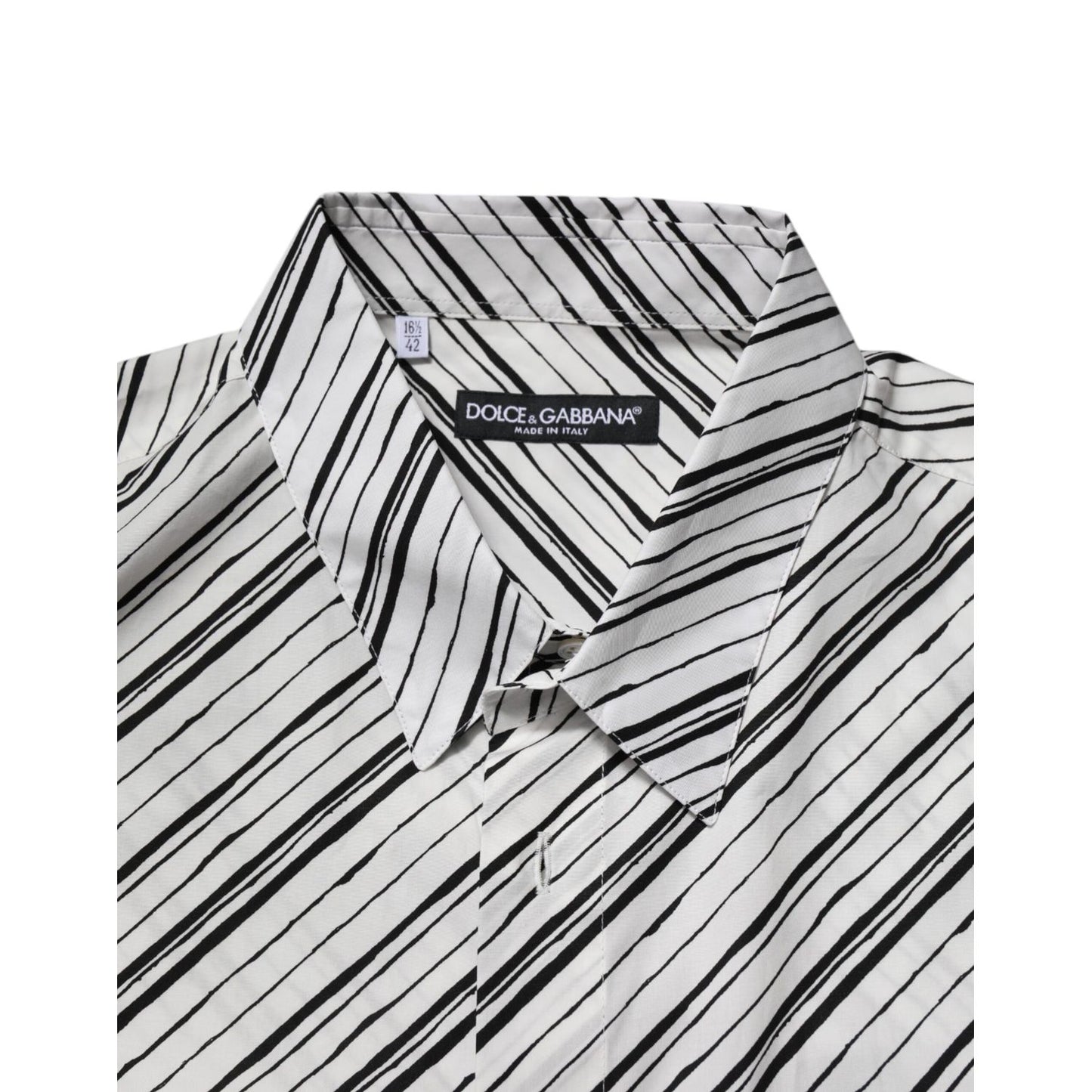 Dolce & Gabbana White Striped Long Sleeves Men Formal Shirt