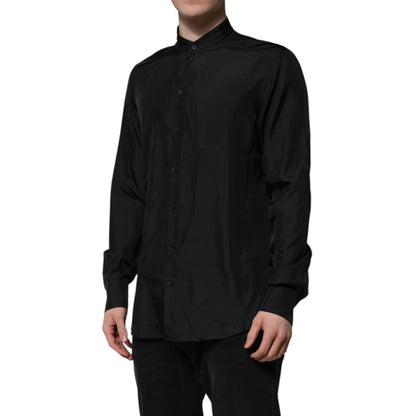 Dolce & Gabbana Dark Blue Silk MARTINI Men Formal Dress Shirt