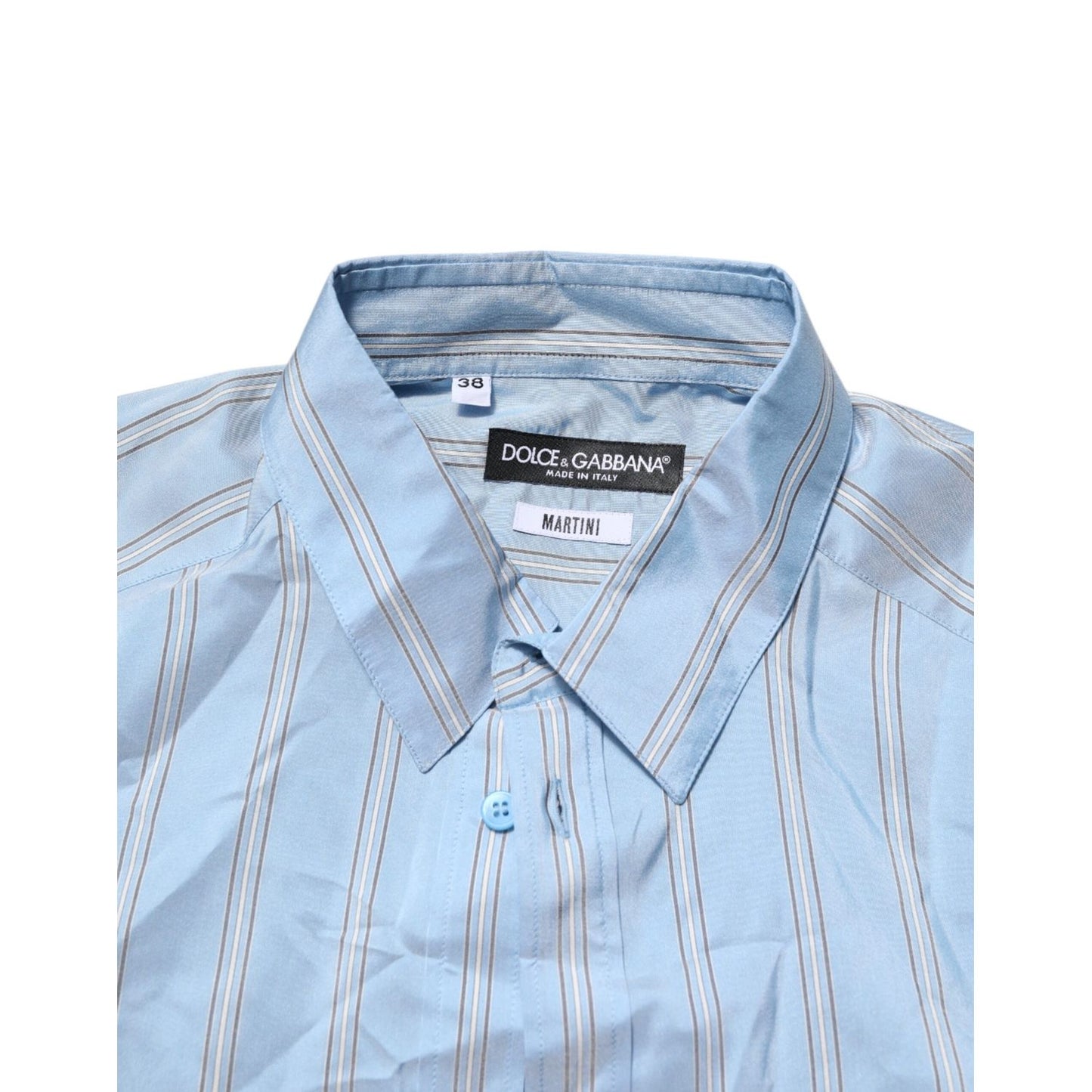 Dolce & Gabbana Blue Striped MARTINI Long Sleeves Dress Shirt