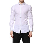 Dolce & Gabbana White Cotton GOLD Long Sleeves Dress Shirt TSH906924-40