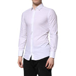 Dolce & Gabbana White Cotton GOLD Long Sleeves Dress Shirt TSH906924-40
