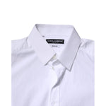 Dolce & Gabbana White Cotton GOLD Long Sleeves Dress Shirt TSH906924-40