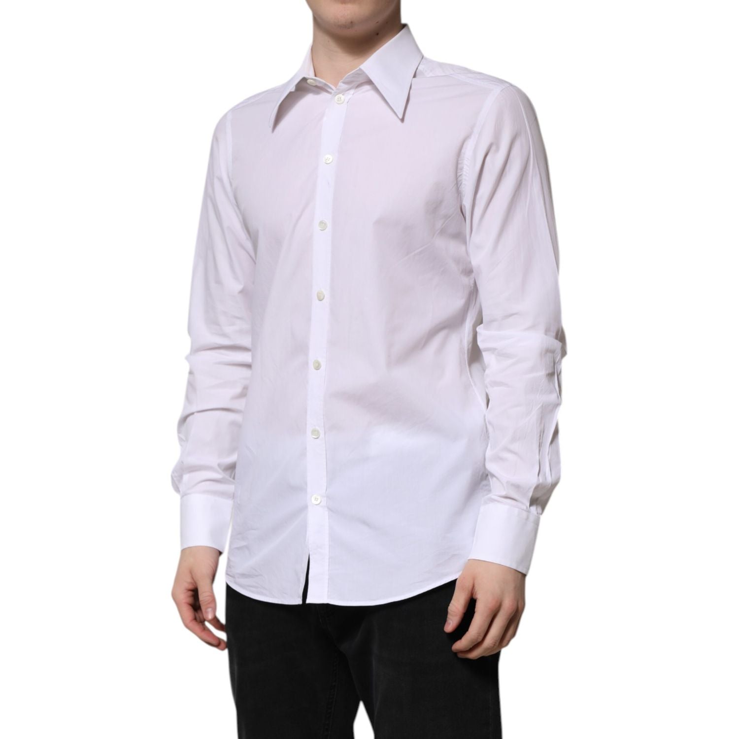 Dolce & Gabbana White Cotton Long Sleeves Dress Shirt
