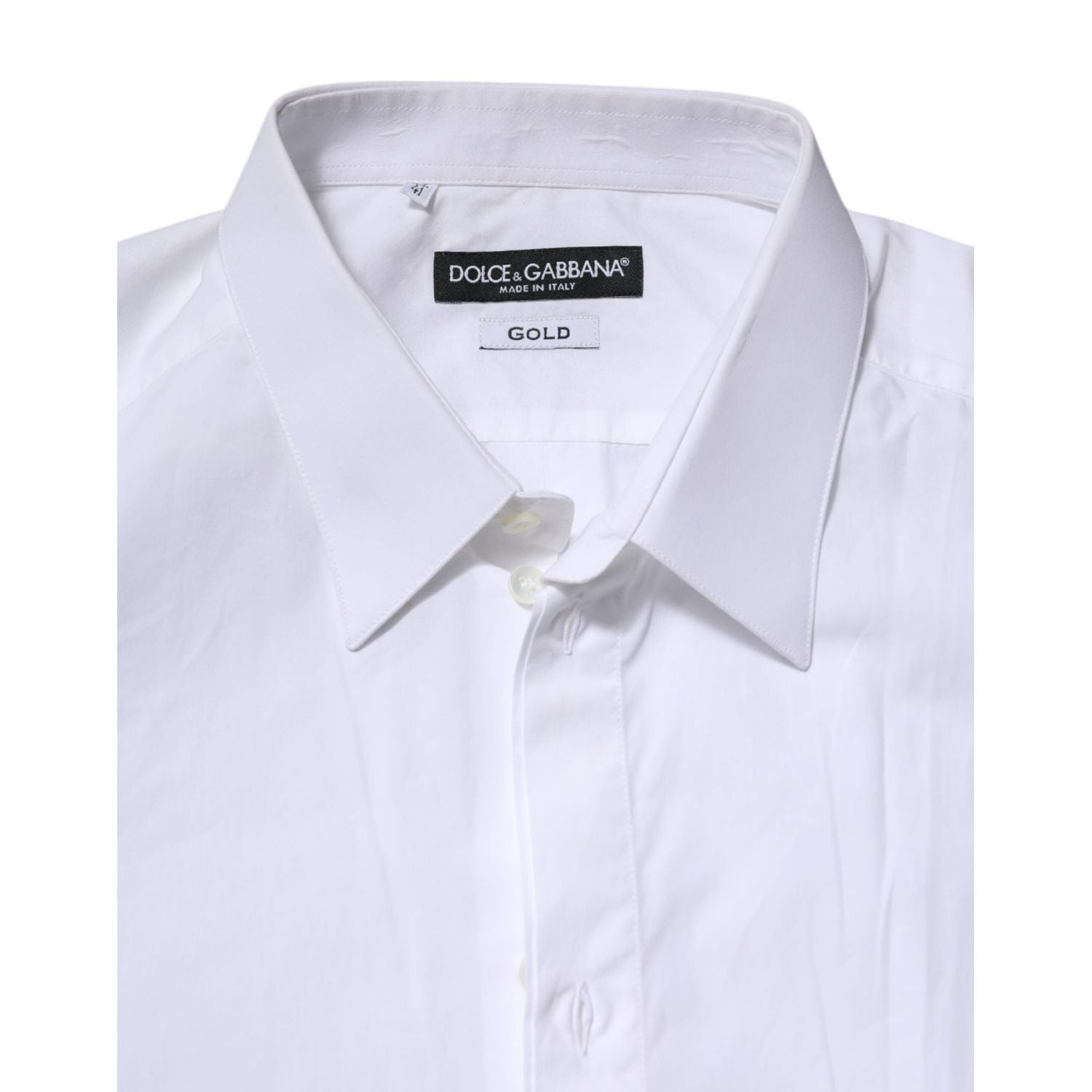 Dolce & Gabbana White Cotton GOLD Long Sleeves Dress Shirt