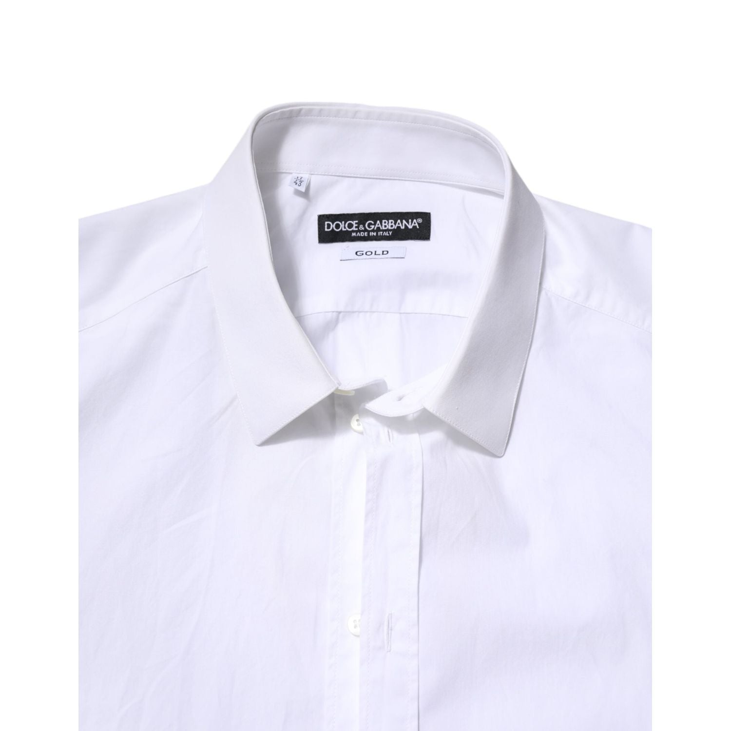 Dolce & Gabbana White Cotton GOLD Long Sleeves Dress Shirt