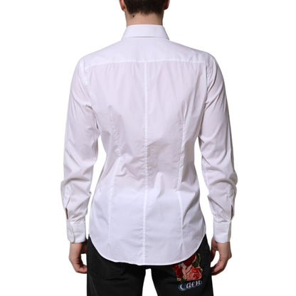Dolce & Gabbana White Cotton MARTINI Long Sleeve Dress Shirt