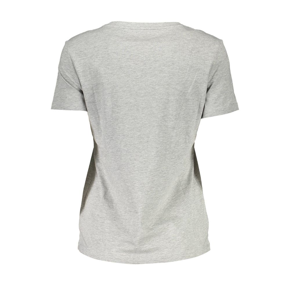 Back view of Guess Jeans Gray Cotton Women T-Shirt showcasing sleek design and comfort.